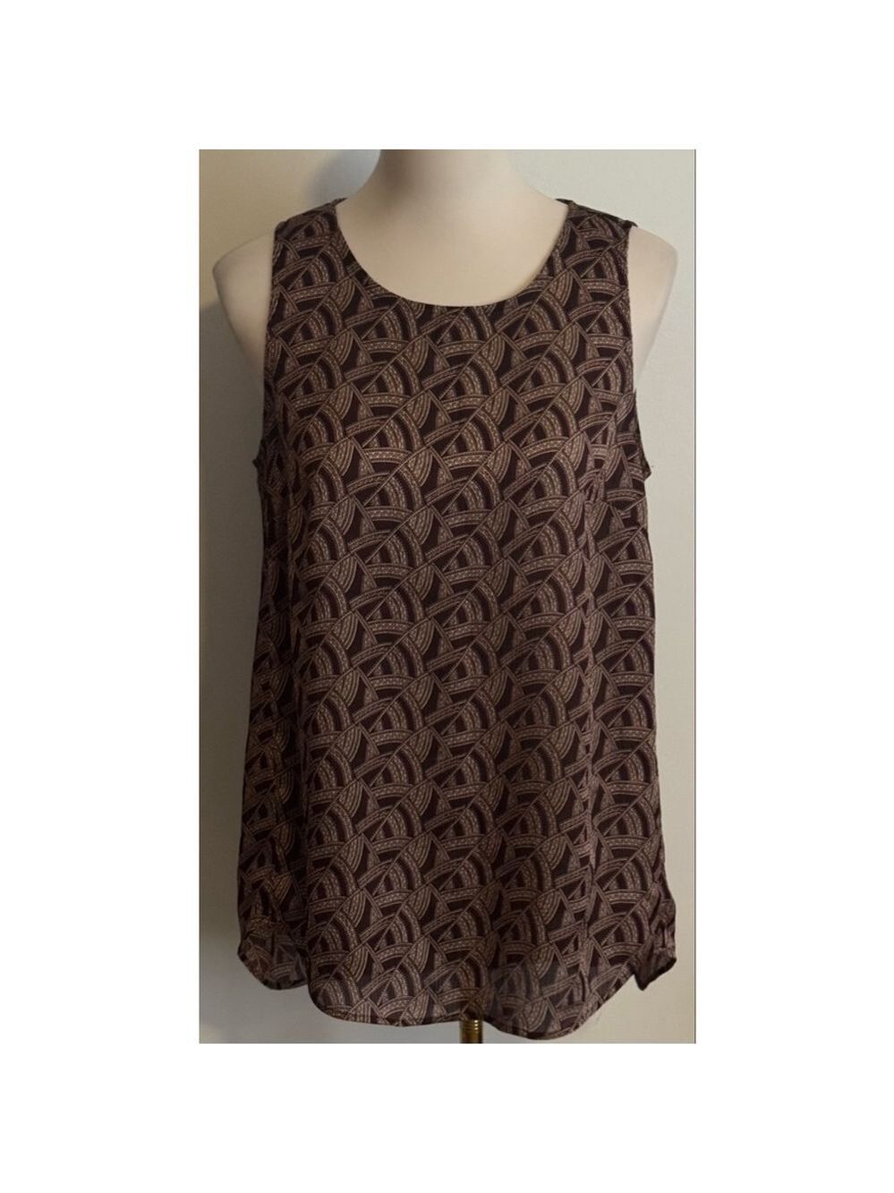 Women's Daniel Rainn Brown & Beige Patterned Sleeveless Tank Top M